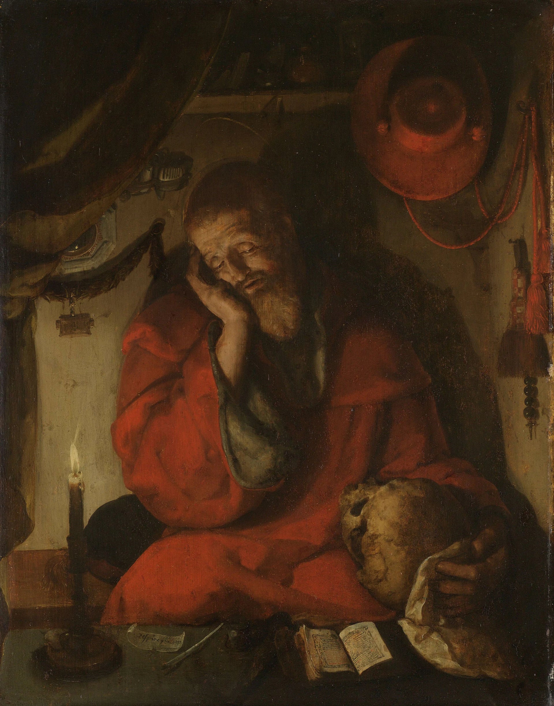Saint Jérôme dans sa cellule d'étude à la lueur des bougies - Aartgens