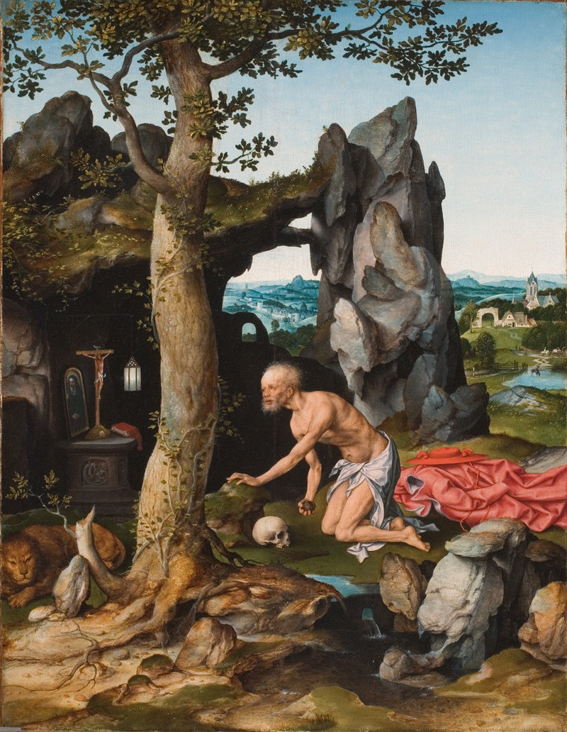 Saint Jérôme i bot i ørkenen - Joos van Cleve