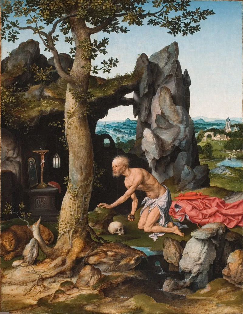 Saint Jérôme i bot i ørkenen - Joos van Cleve