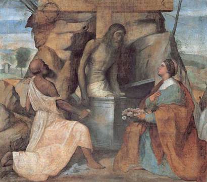 Saint Jérôme og Saint Dorothée elsker Kristus i graven - Alessandro Bonvicino