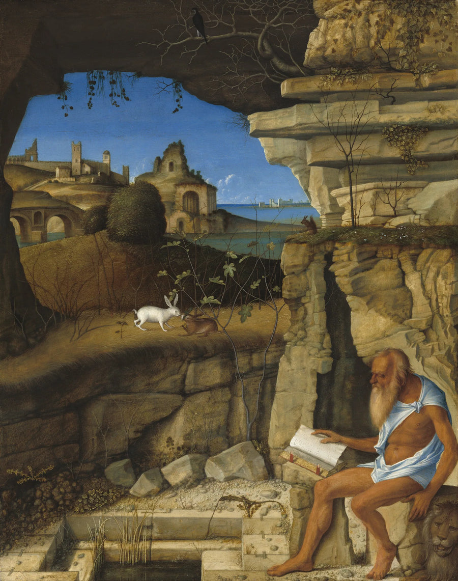 Saint Jerome lesende på landsbygda - Giovanni Bellini