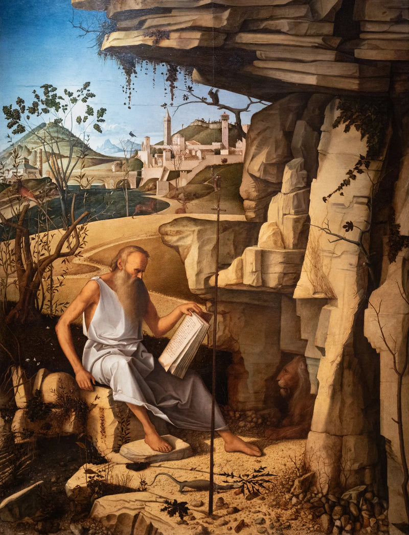 Saint Jérôme lesende i ørkenen - Giovanni Bellini