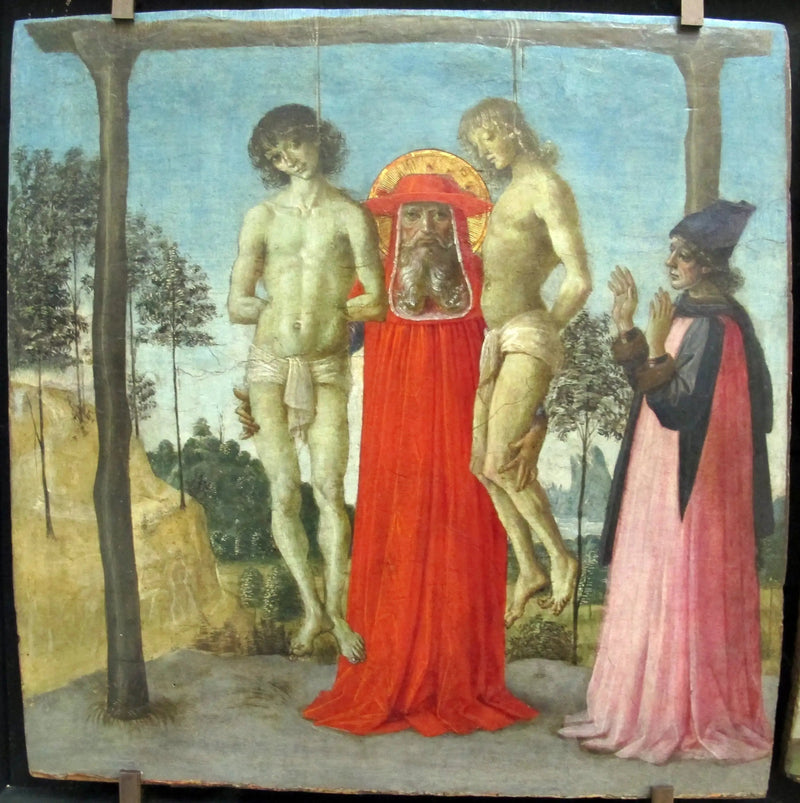 Saint Jérôme som støtter to unge hengte - Pietro Perugino