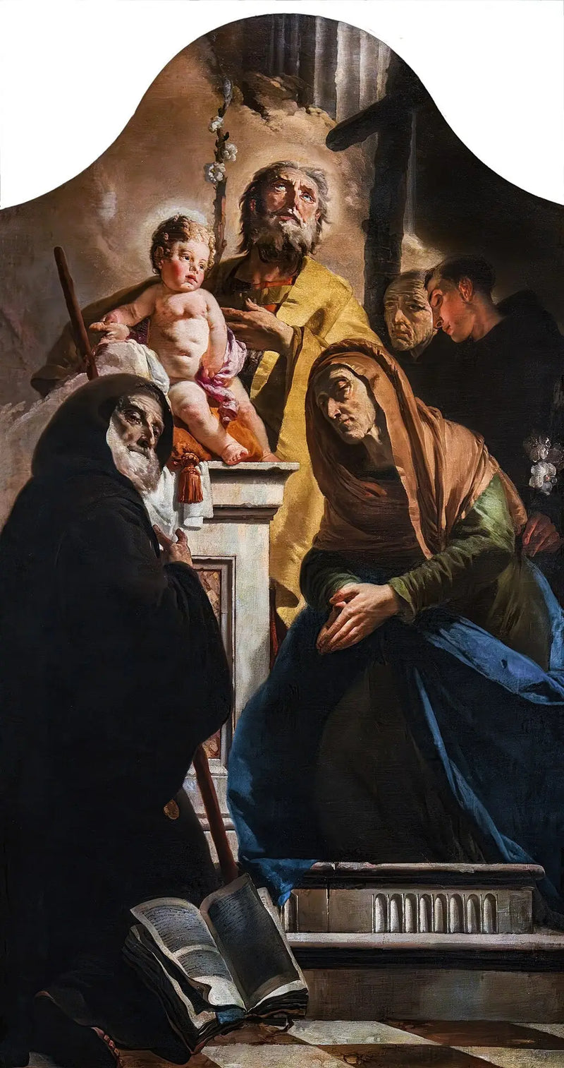Saint Joseph med Barn Jesus og helgenerne Frans av Paula, Anna, Antoine og Peter av Alcántara - Giovanni Battista Tiepolo