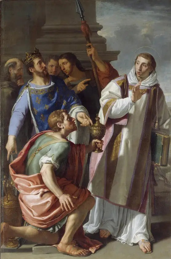 Saint Léonard avviser kong Clovis' nåværende dokumenter - Philippe de Champaigne

Source:
Saint Léonard refusant les présentes du roi Clovis - Philippe de Champaigne