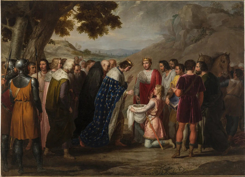 Saint-Louis mottar den hellige kronen til Baudouin II - Rafael Tejeo