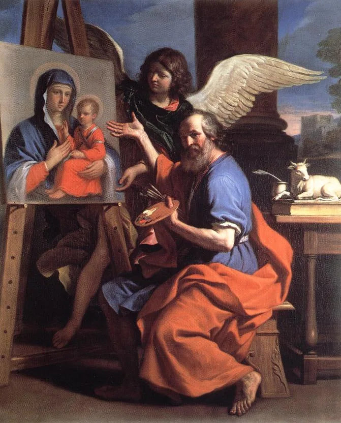 Saint Luc som viser et maleri av Jomfruen - Guercino