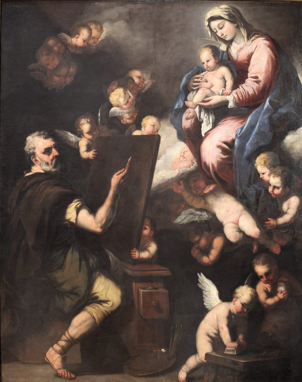 Saint Luc peignant la Vierge - Luca Giordano image 1 tableau peint à l’huile sur toile