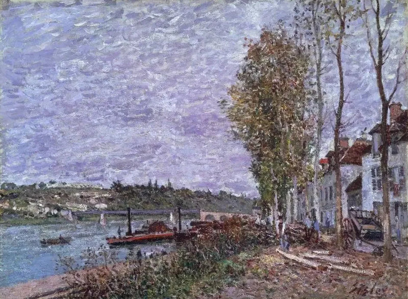 Saint-Mammès, grått vær - Alfred Sisley