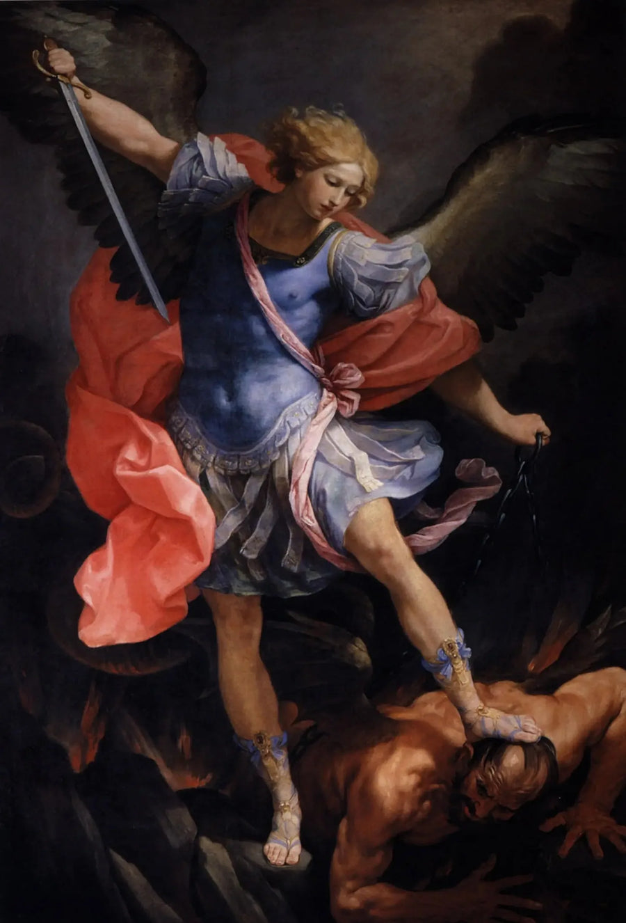 Saint Michel erke som knuser djevelen - Guido Reni