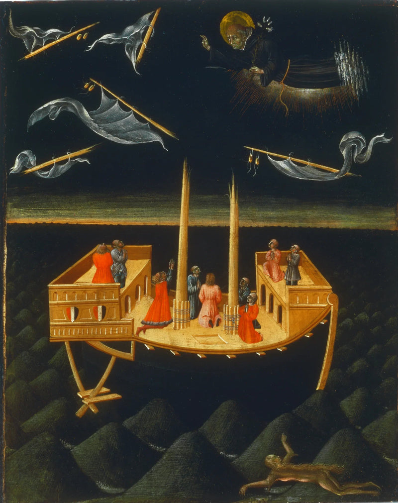 Saint Nicolas de Tolentino redder en skipsbrudden - Giovanni di Paolo