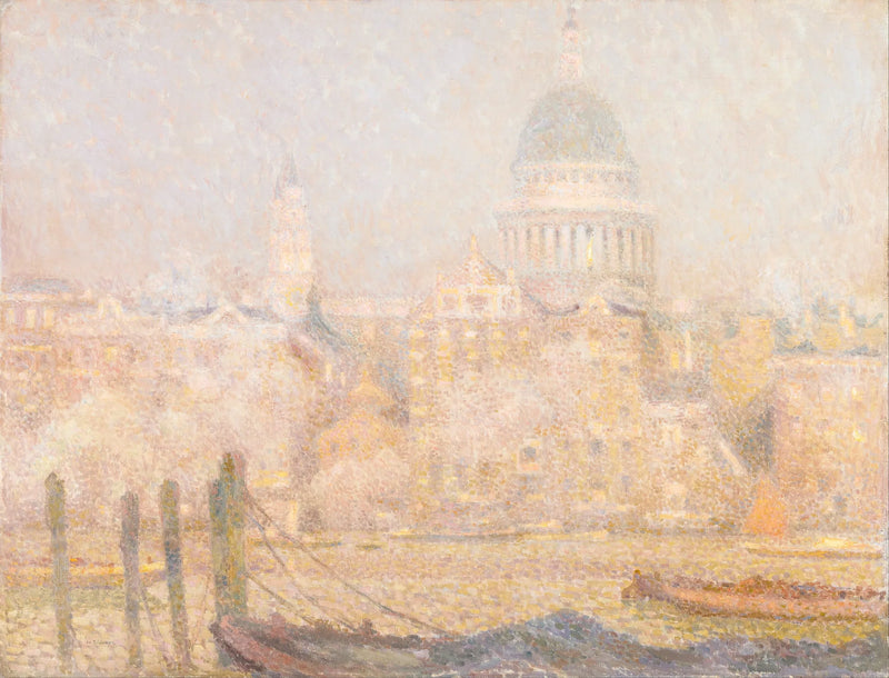 Saint-Paul sett fra elven - Morgen sol om vinteren - Henri Le Sidaner