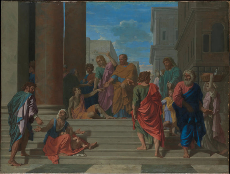 Saint Pierre og Saint Jean helbredende den lammende - Nicolas Poussin