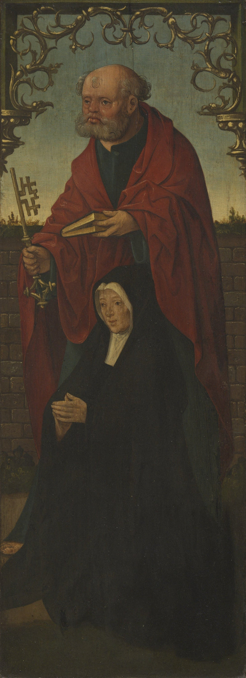 Saint Pierre og en donator; Saint Thomas (på baksiden) - Jacob Cornelisz van Oostsanen