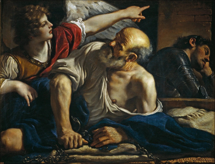 Saint Pierre frigjort av en engel - Guercino