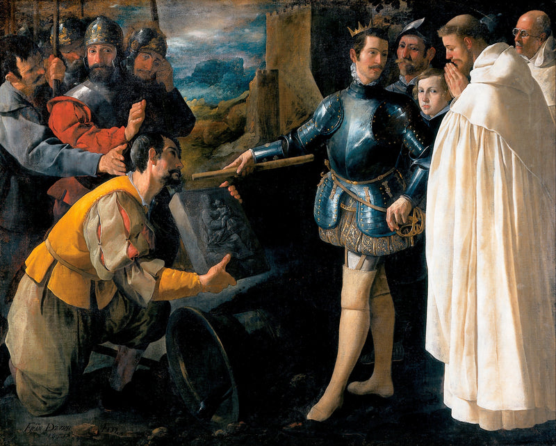 Saint Pierre Nolasco som henter bildet av Jomfruen av El Puig - Francisco de Zurbarán