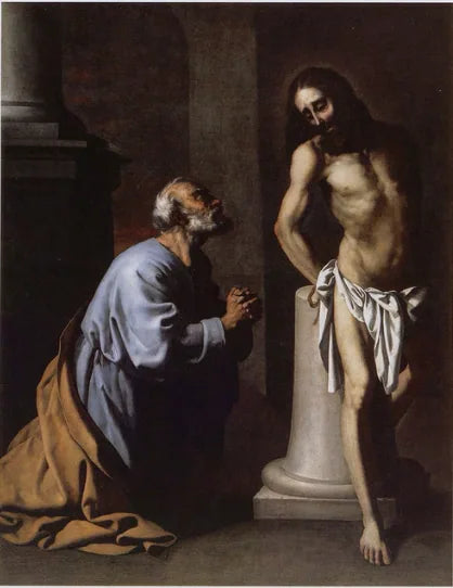 Saint Pierre botferd foran Kristus ved kolonnen - Francisco de Zurbarán