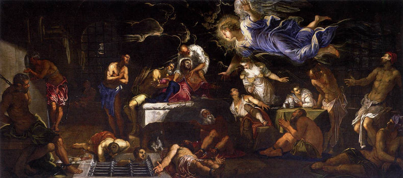 Saint Roch i fengsel besøkt av en engel - Jacopo Tintoretto