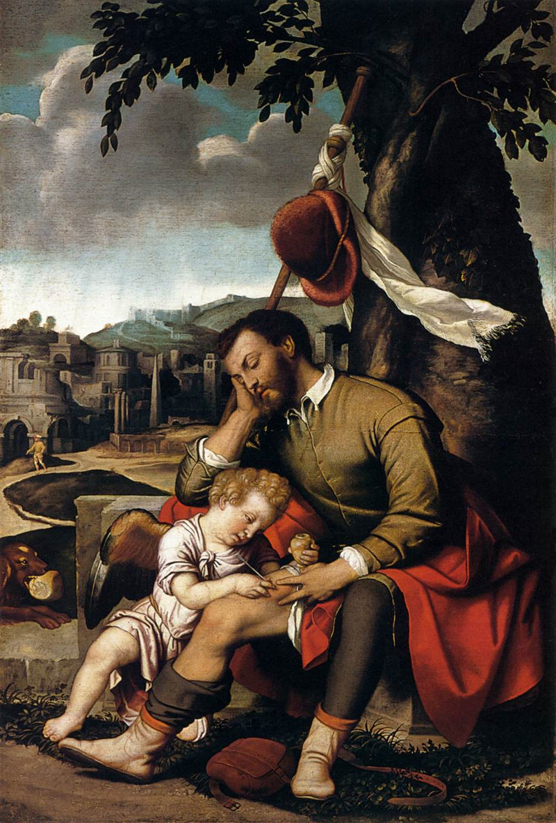Saint Roch helbredet av engelen - Alessandro Bonvicino