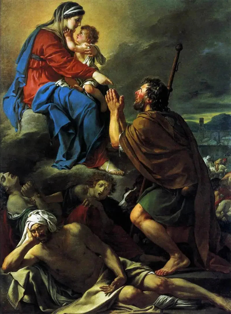 Saint Roch som går i forbønn for Jomfruen - Jacques-Louis David