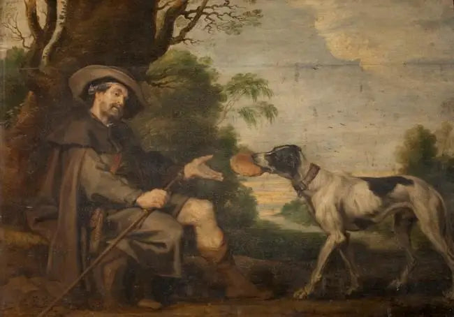 Saint Roch fôret av en hund (Saint Roch alter) - Peter Paul Rubens