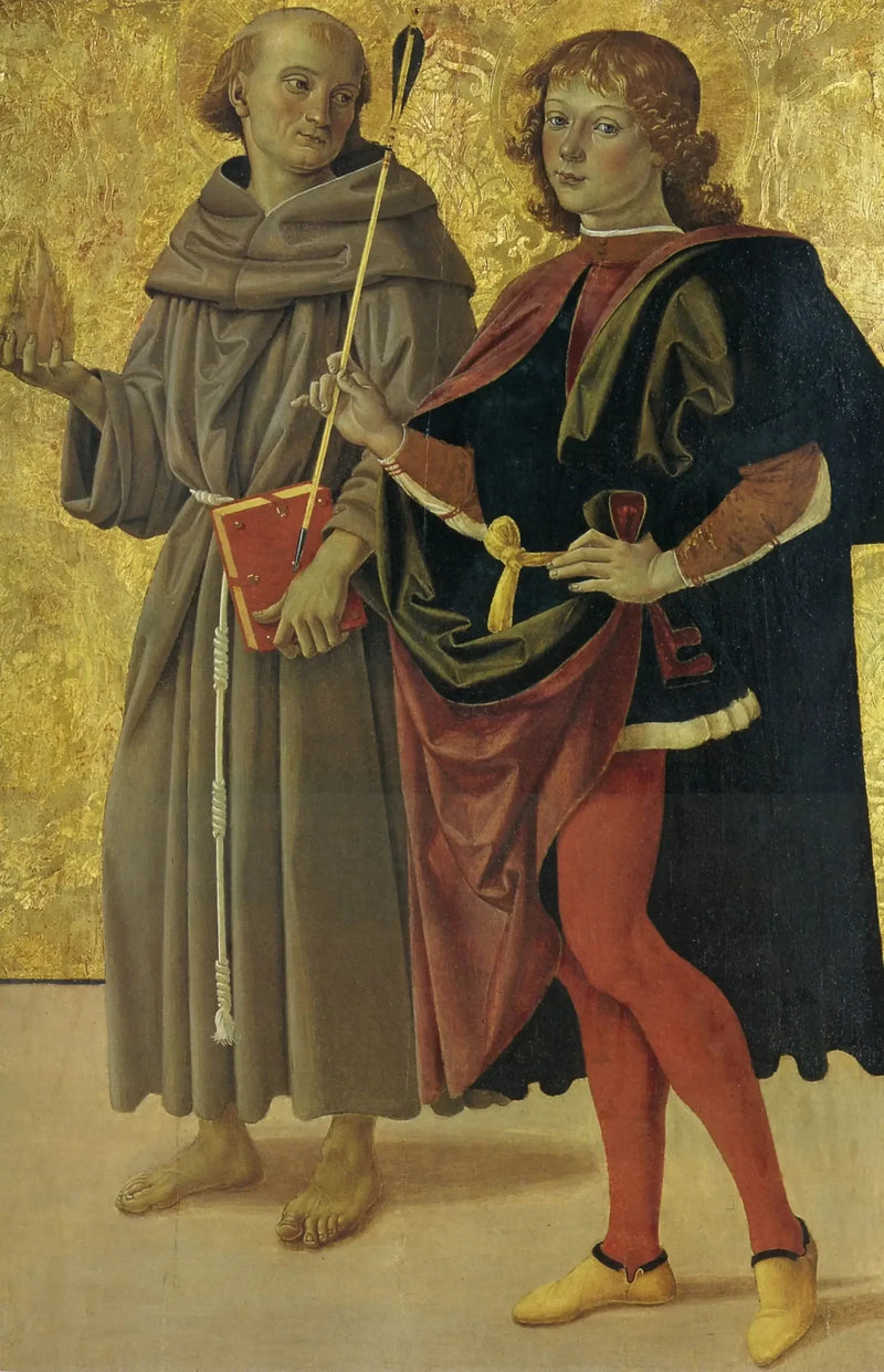 Saint Sebastian og en franciskansk helgen - Pietro Perugino