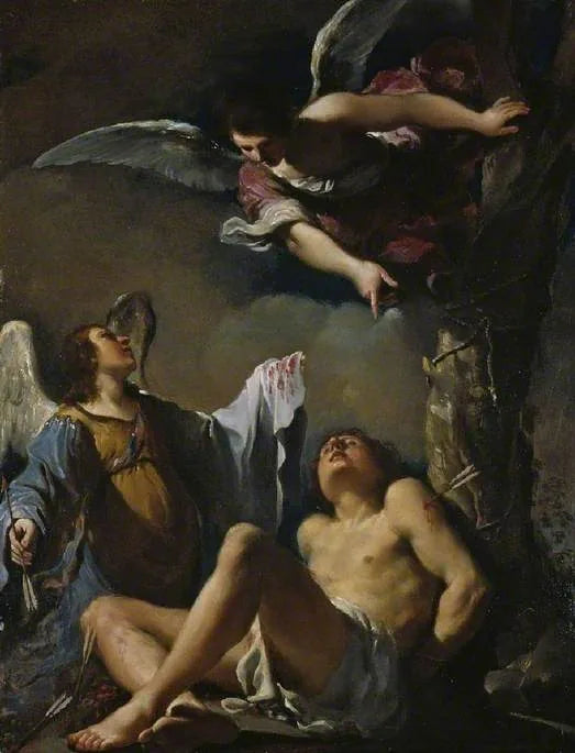 Saint Sebastian reddet av to engler - Guercino