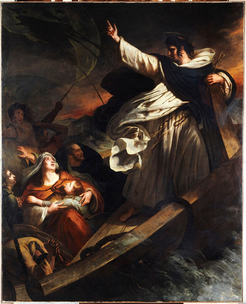 Saint Thomas Aquinas forkynner tillit til Gud under stormen - Ary Scheffer