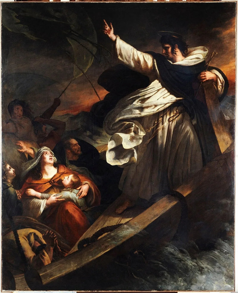 Saint Thomas Aquinas forkynner tillit til Gud under stormen - Ary Scheffer