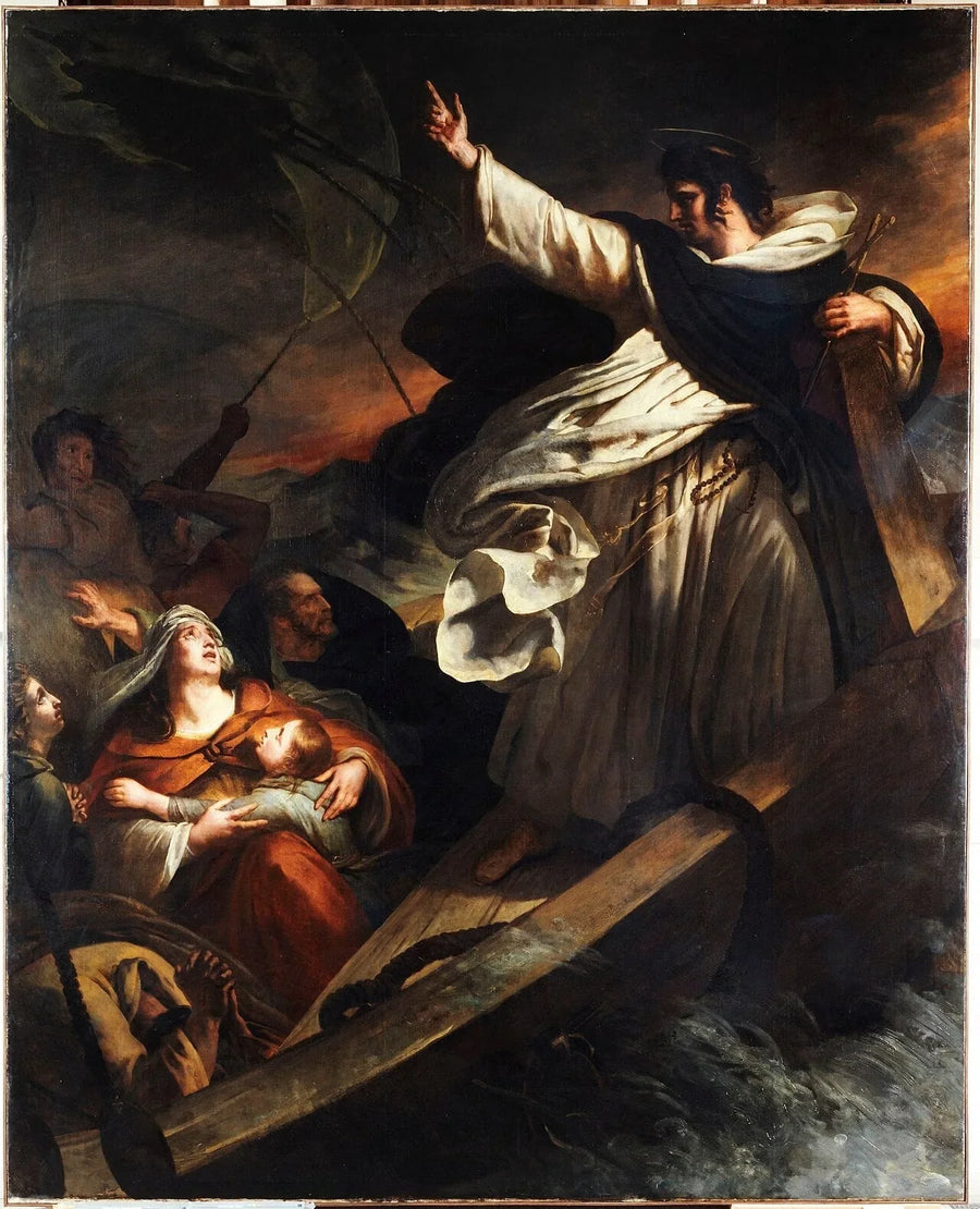 Saint Thomas Aquinas forkynner tillit til Gud under stormen - Ary Scheffer