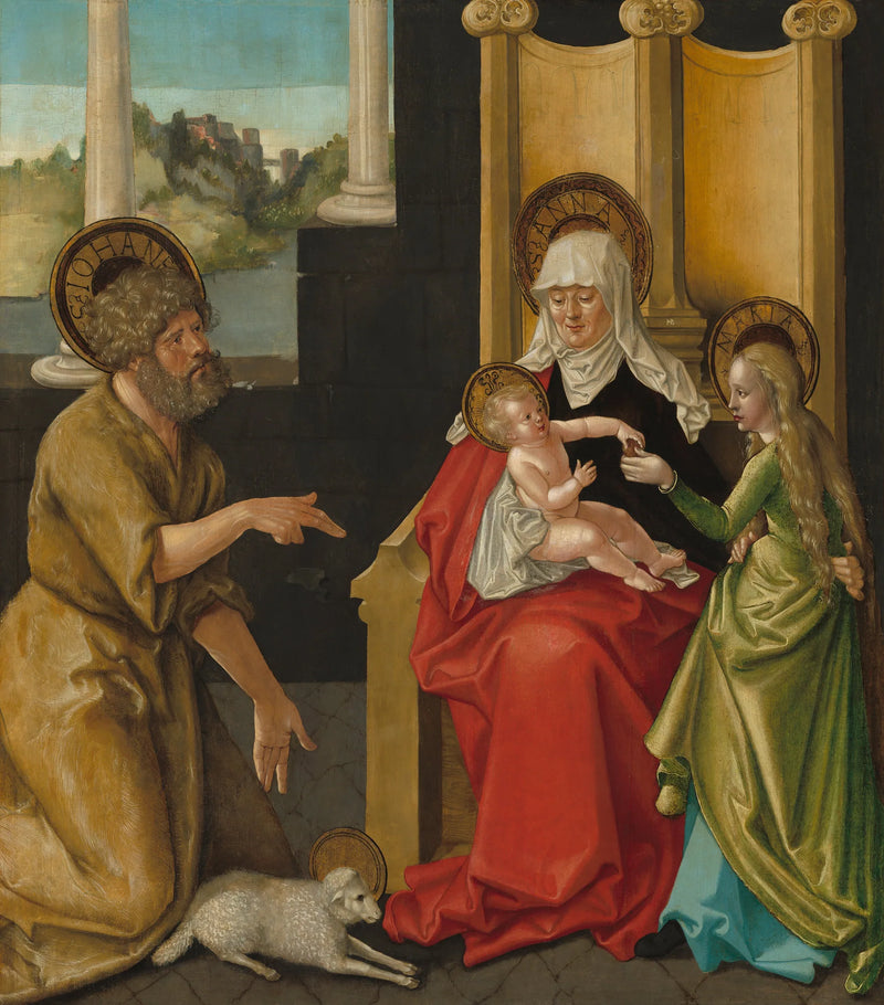 Sainte Anne med Barnet Jesus, Jomfruen og Saint Johannes Døperen - Hans Baldung Grien