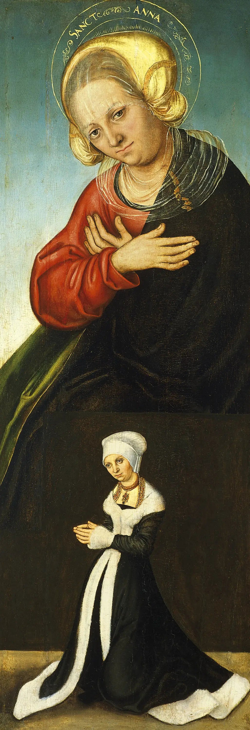 Sainte Anne med hertuginne Barbara av Sachsen som donator (indre høyre fløy) - Lucas Cranach den eldre