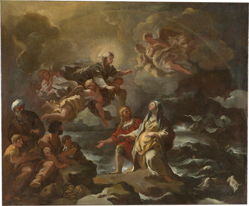 Sainte Brigitte reddet fra en skipsforlis av Jomfru Maria - Luca Giordano