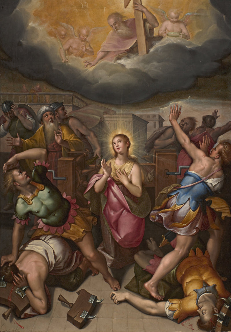 Sainte Catherine d'Alexandrie og miraklet med hjulet - Denis Calvaert