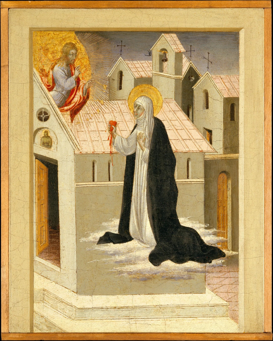 Sainte Catherine de Sienne bytter sitt hjerte med Jesus Kristus - Giovanni di Paolo