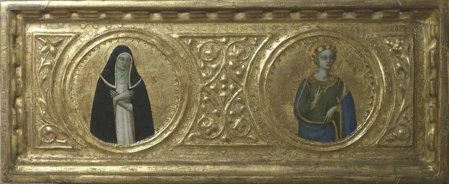 Sainte Catherine de Sienne og Sainte Cécile (forgrunn, venstre panel) - Fra Angelico

Source:
Sainte Catherine de Sienne et Sainte Cécile (prédelle, panneau de gauche) - Fra Angelico