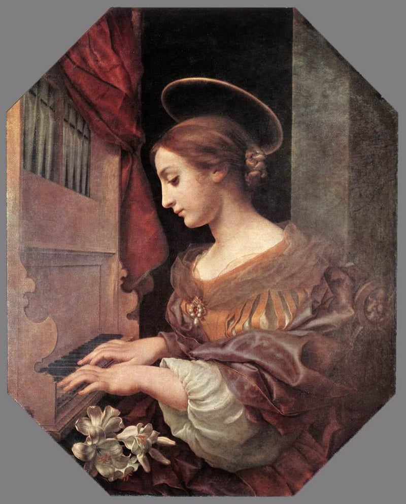 Sainte Cécile ved orgel. - Carlo Dolci