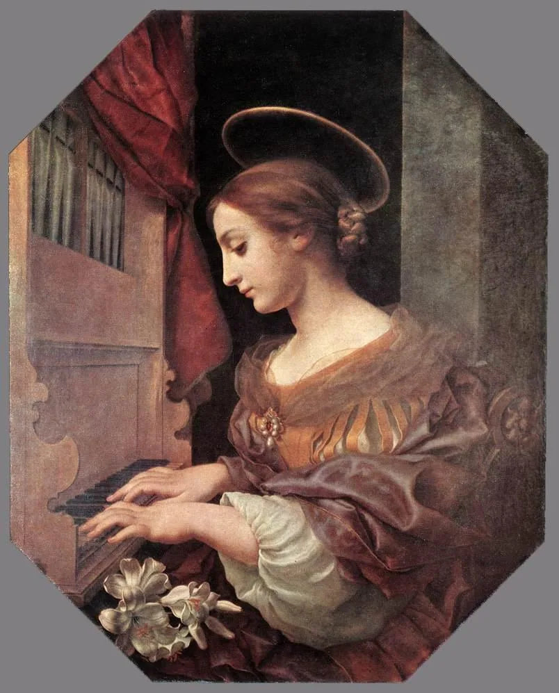 Sainte Cécile ved orgel. - Carlo Dolci