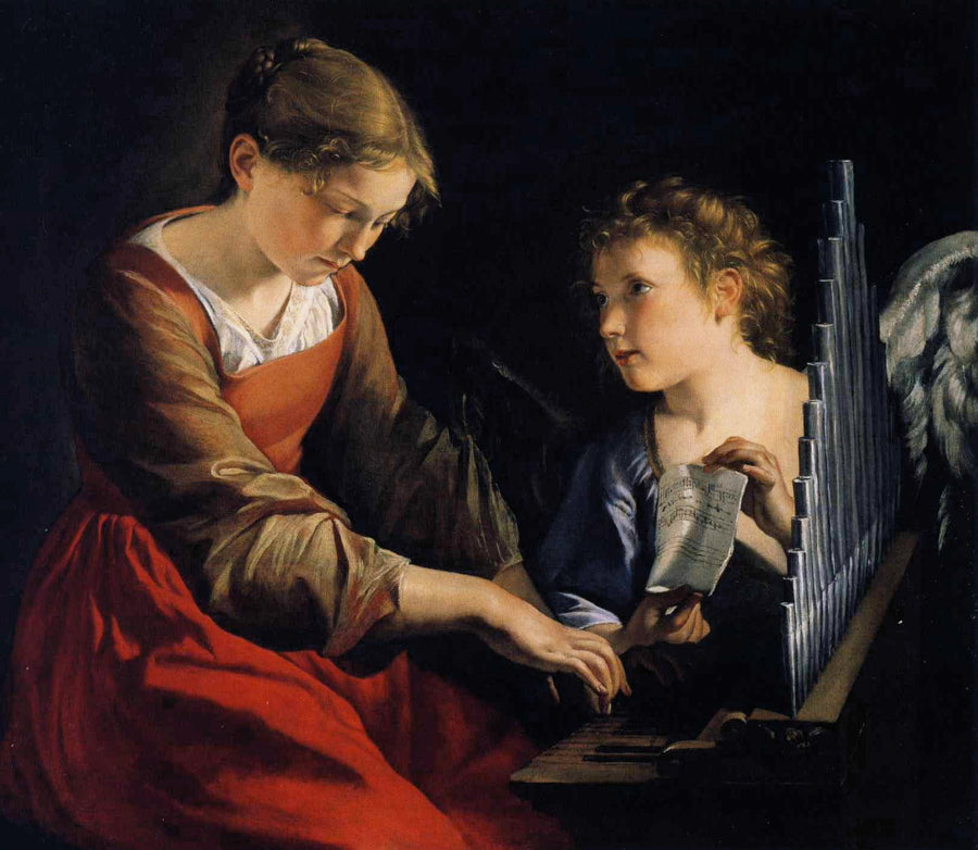 Sainte Cécile med en engel - Orazio Gentileschi