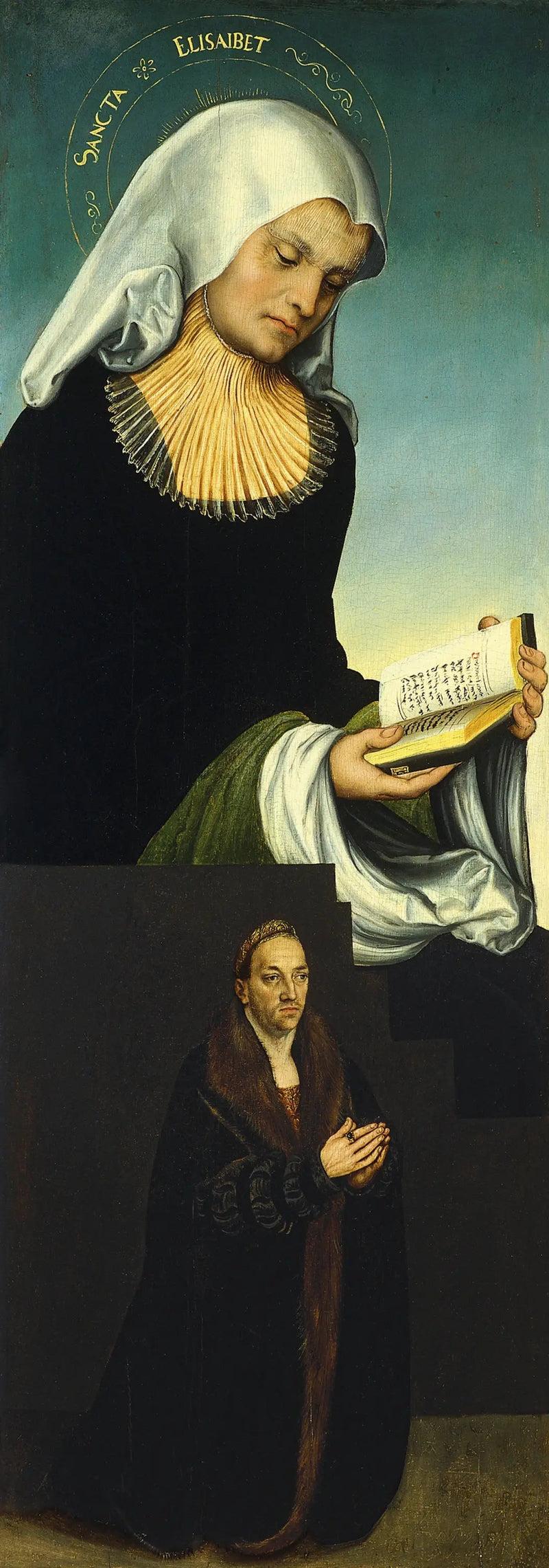 Sainte Élisabeth med hertug Georg av Sachsen som giver (indre venstre fløy) - Lucas Cranach den eldre