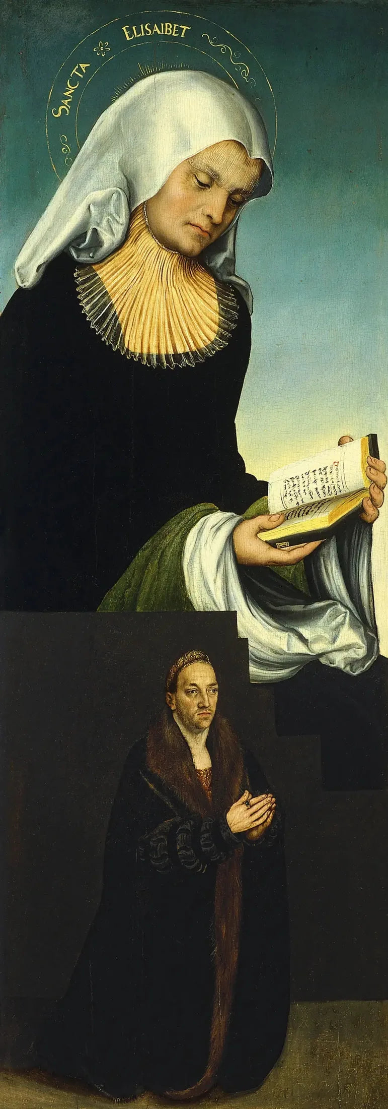 Sainte Élisabeth med hertug Georg av Sachsen som giver (indre venstre fløy) - Lucas Cranach den eldre