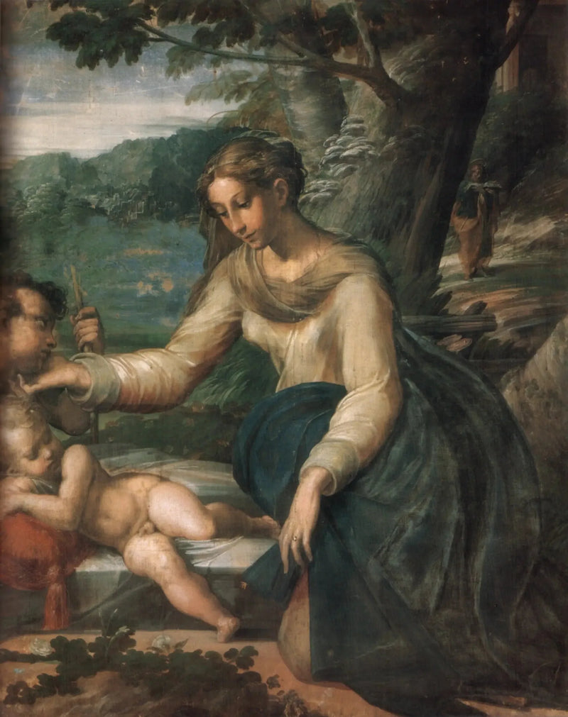 Den hellige familie med den lille helgenen Johannes - Parmigianino