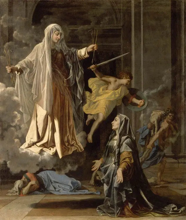 Sainte Françoise Romaine som kunngjør slutten på pesten i Roma - Nicolas Poussin