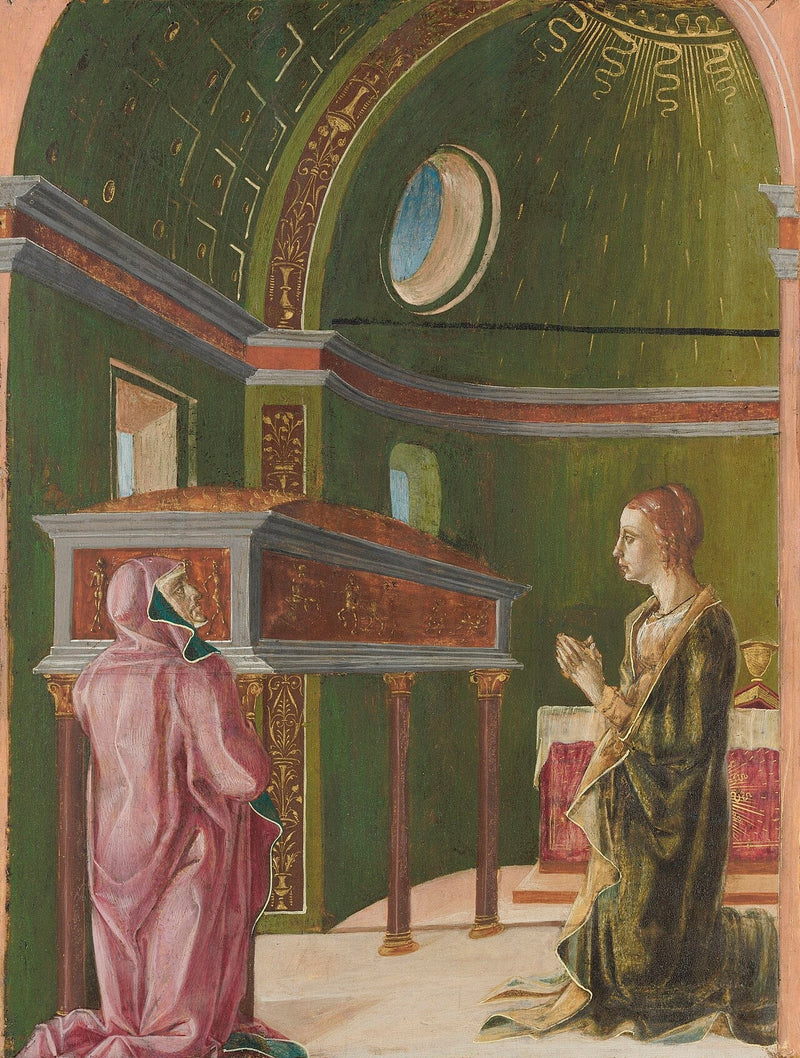 Sainte Lucie og Sainte Eutychia i helligdommen til Sainte Agathe - Cosmè Tura