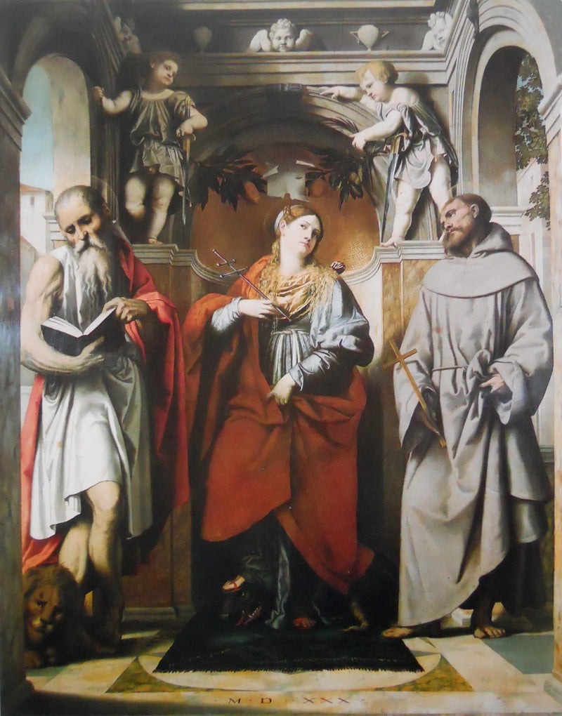 Sainte Marguerite d'Antioche med de hellige Jérôme og François - Alessandro Bonvicino