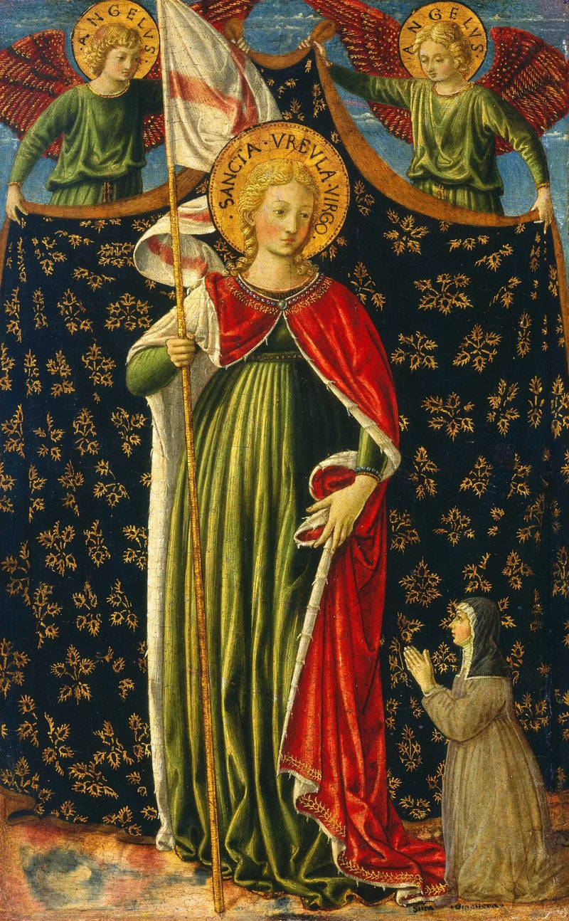 Sainte Ursule med to engler og en donator - Benozzo Gozzoli