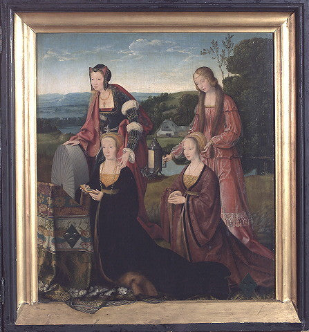 Saintes Catherine og Gudula med Catharina Hackeney (født Hardenrath) og Sibilla Hackeney (født van van Merle) - Joos van Cleve