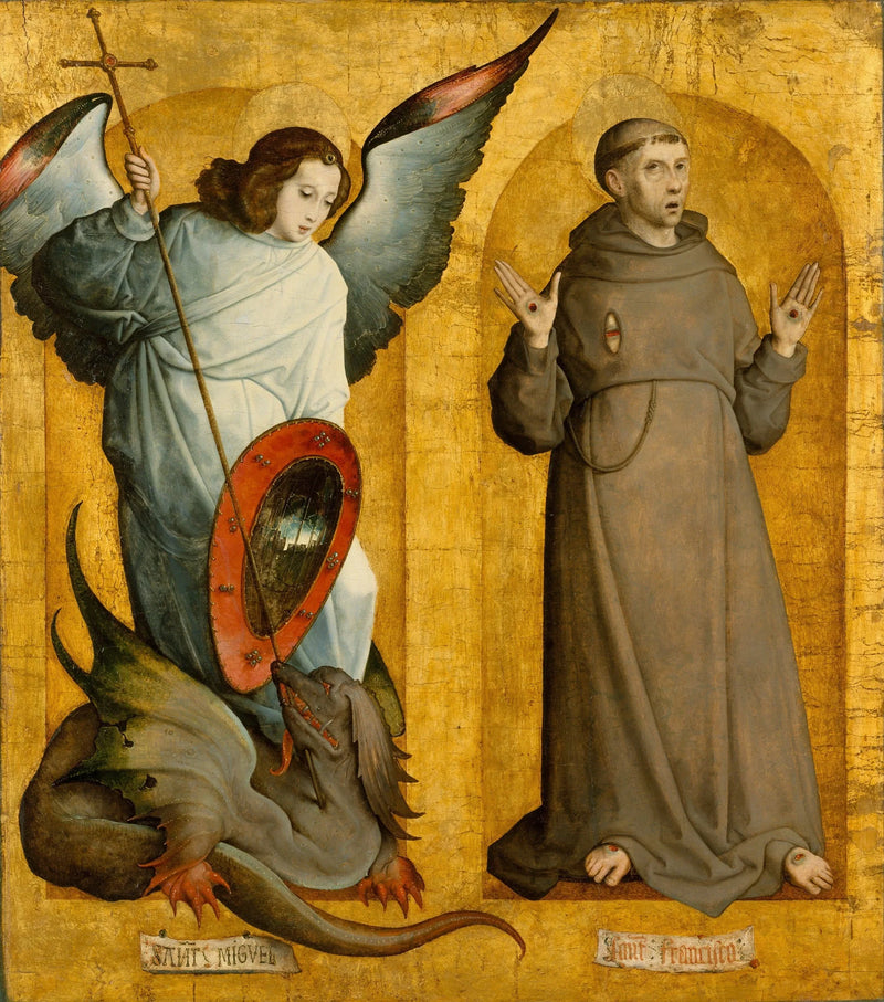 Saint Michel og Frans av Assisi - Juan de Flandes