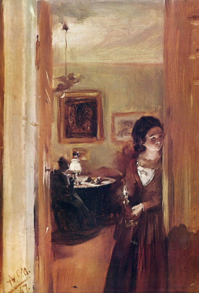 Salong med kunstnerens søster - Adolph von Menzel