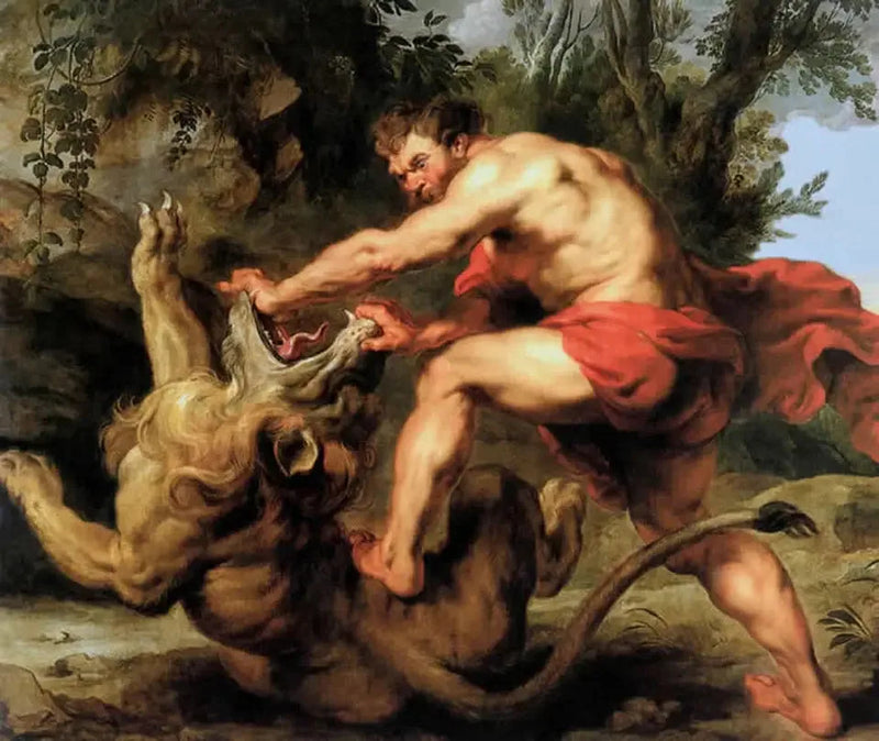 Samson kjemper mot løven - Peter Paul Rubens